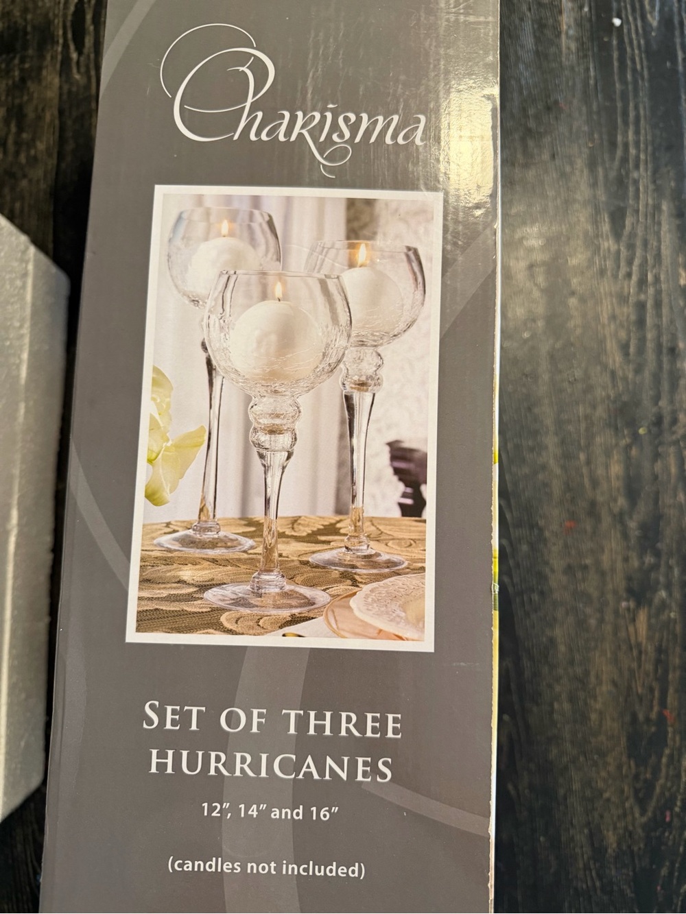 Charisma Clear Glass Set of Three Stemmed Hurricane Candle Holders